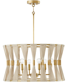 Bianca 6-Light Pendant Bleached Natural Rope and Patinaed Brass
