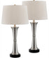 Gavino 2-Light 2 Pack-Table Lamp Brushed Nickel/Black/Fabric Shade With Usb