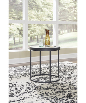 Windron Round End Table Black/White