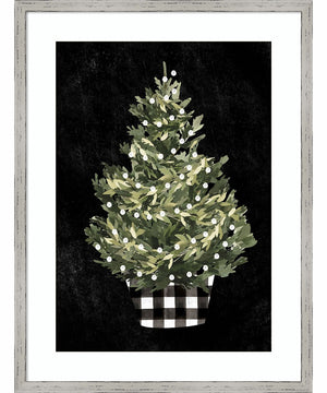 Modern Gingham Christmas Collection B by Emma Caroline Wood Framed Wall Art Print (19  W x 25  H), Shiplap White Narrow Frame