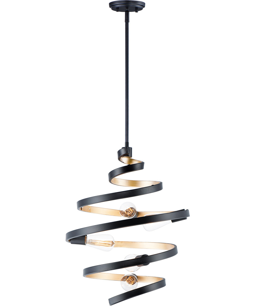 18"W Twister 5-Light Pendant Black / Gold
