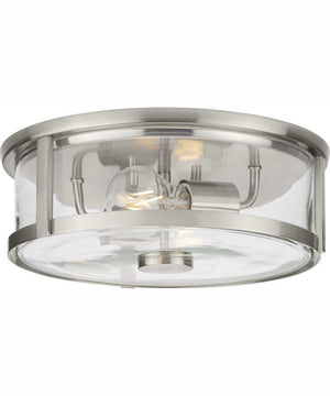 Gilliam 12-5/8 in. 2-Light New Traditional Flush Mount Brushed Nickel