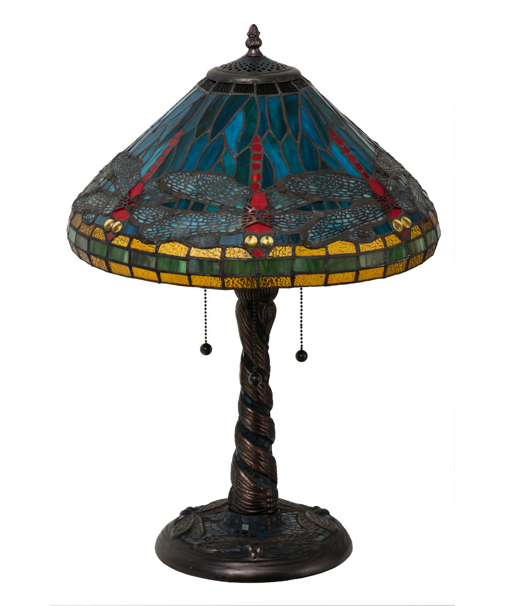 24"H Dragonfly Twisted Fly  Tiffany Table Lamp