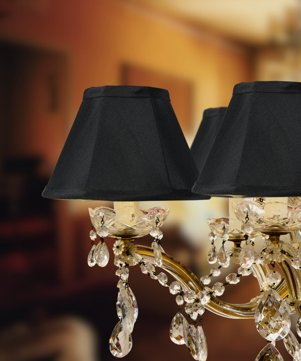 6"W x 5"H Candelabra Stretch Black With Gold Liner Clip-On Lampshade
