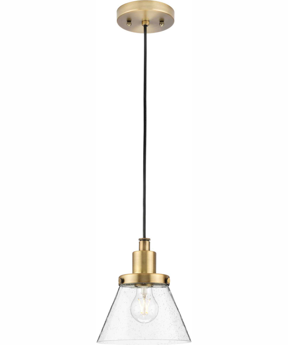 Hinton 1-Light Brushed Nickel Modern Farmhouse Pendant Vintage Brass