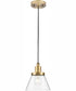 Hinton 1-Light Brushed Nickel Modern Farmhouse Pendant Vintage Brass