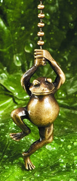 Dancing Frog Ceiling Fan Pull Antique Metal, 1.25"h with 12" Antiqued Brass Chain