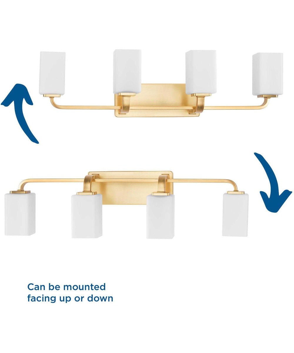 Cowan 4-Light Modern Etched Opal Glass Bath Vanity Light Satin Brass