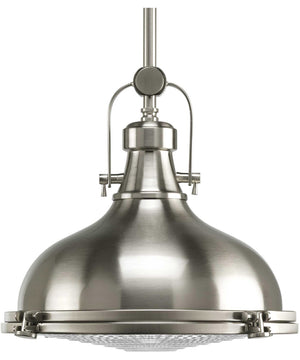 Fresnel Lens 1-Light Fresnel Glass Coastal Pendant Light Brushed Nickel