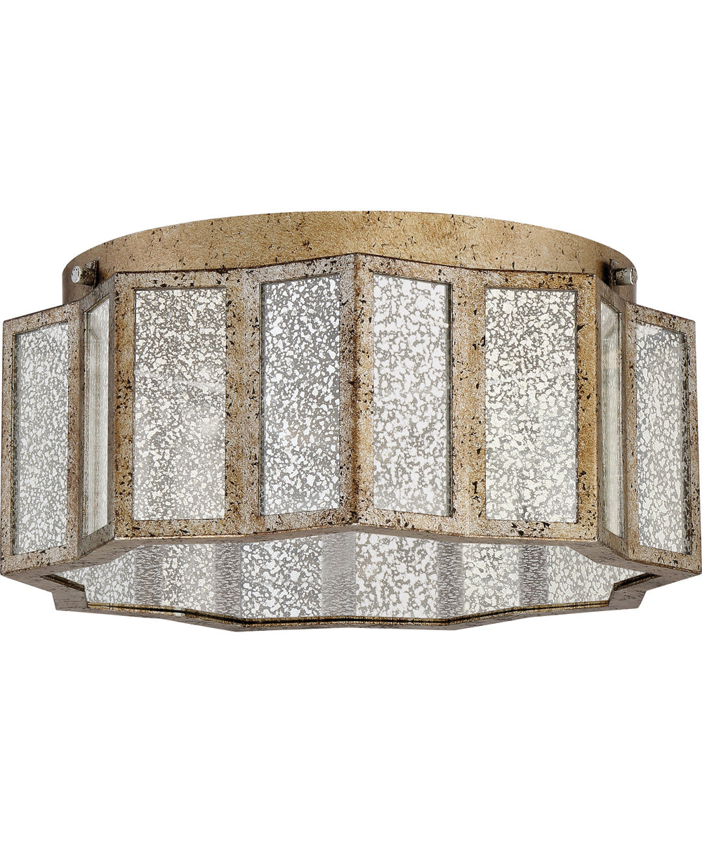 Shrine 3-light Flush Mount Aged Gold