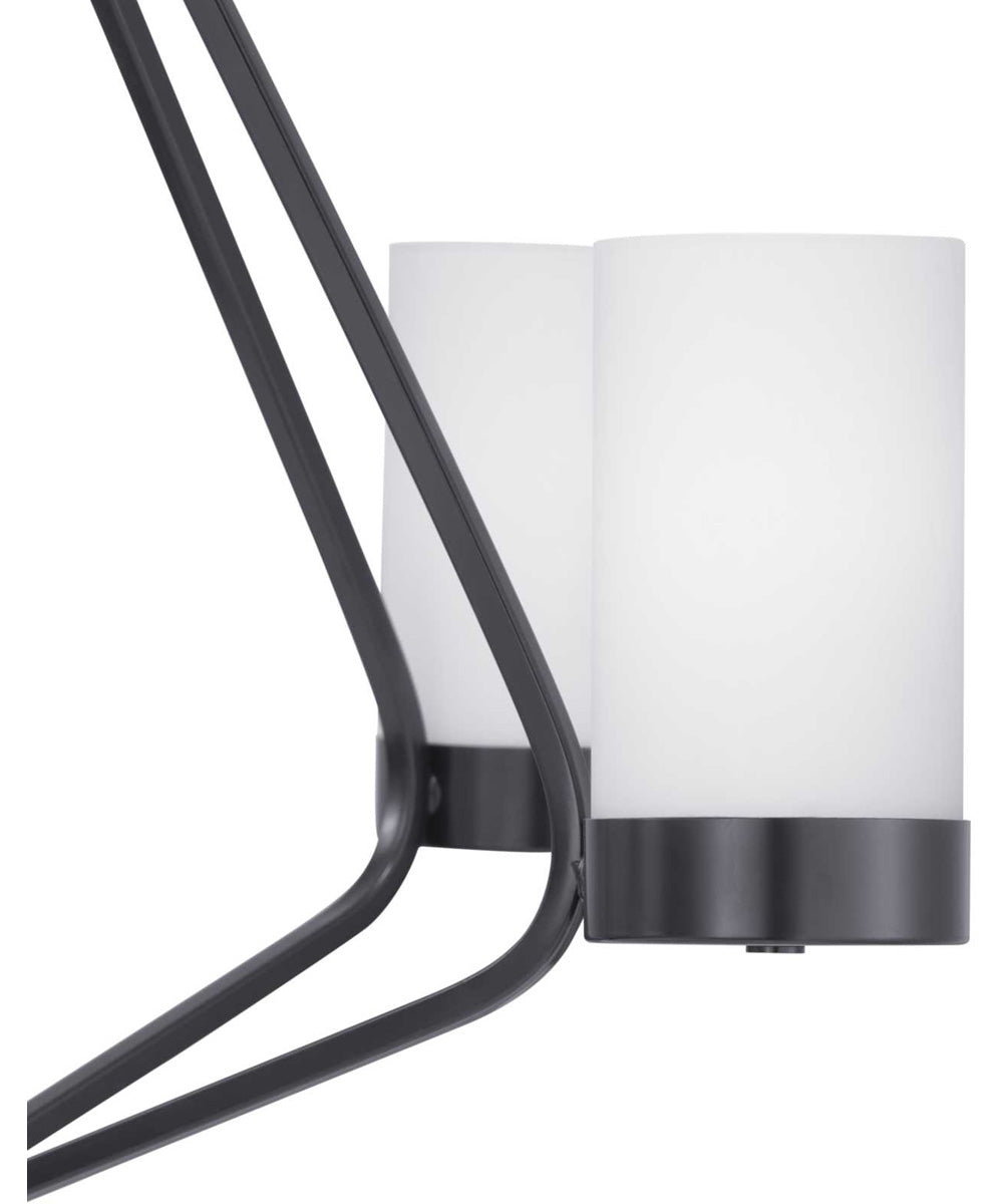 Elevate 5-Light Etched White Glass Mid-Century Modern Chandelier Light Matte Black
