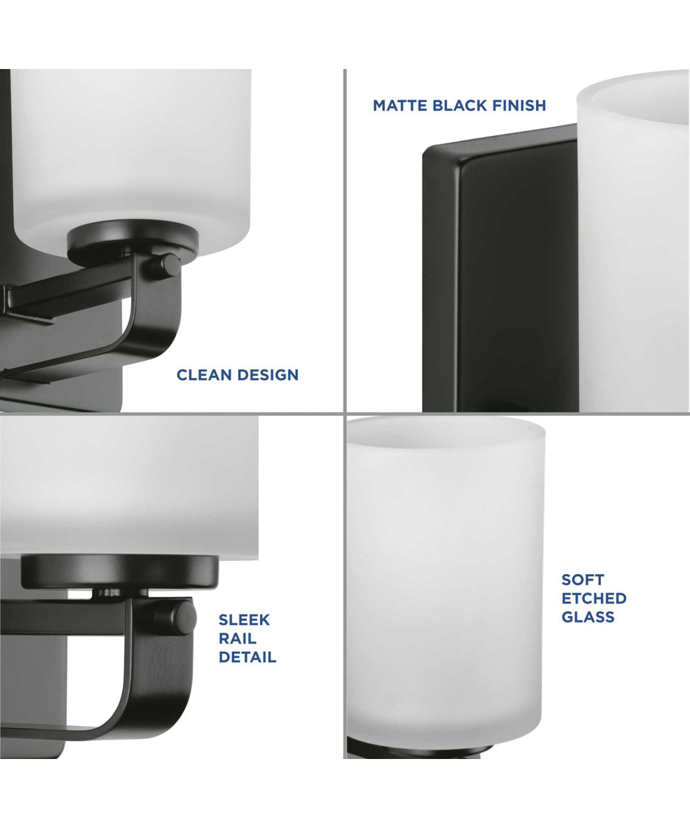 League 1-Light Etched Glass Modern Farmhouse Bath Vanity Light Matte Black