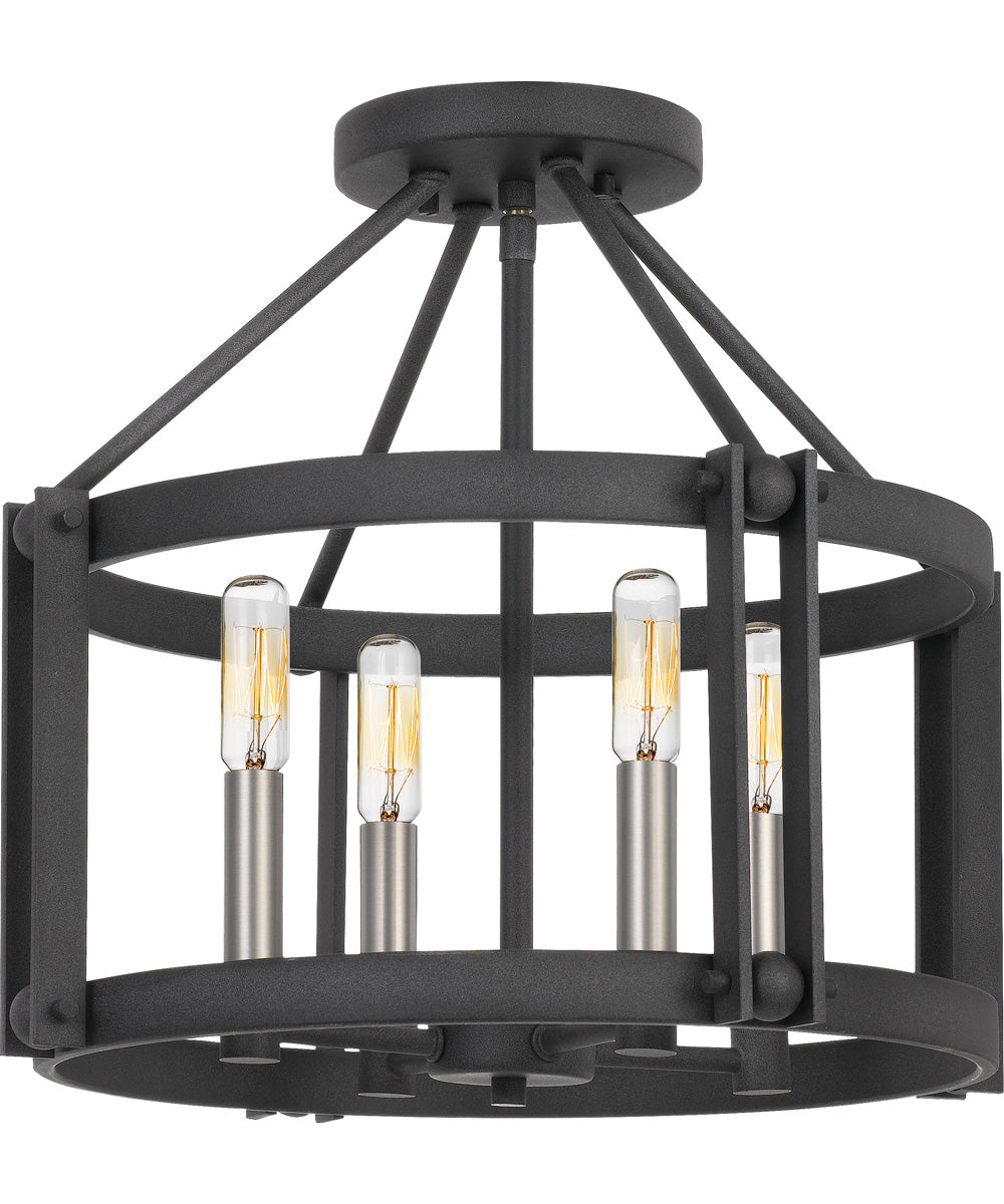 Victor 4-light Semi Flush Mount Mottled Black