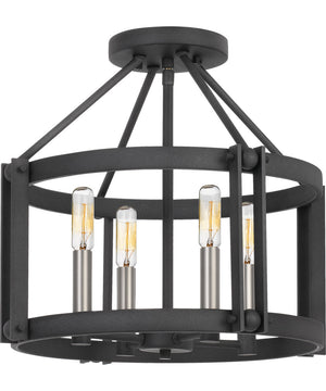 Victor 4-light Semi Flush Mount Mottled Black