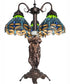 23" High Tiffany Hanginghead Dragonfly 3 Light Table Lamp