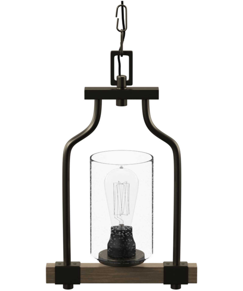 Barnes Mill 1-Light Clear Seeded Glass Farmhouse Mini-Pendant Light Antique Bronze
