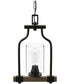Barnes Mill 1-Light Clear Seeded Glass Farmhouse Mini-Pendant Light Antique Bronze