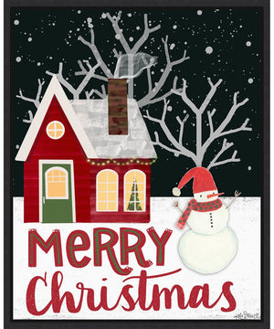 Framed Merry Christmas by Katie Doucette Canvas Wall Art Print (23  W x 28  H), Sylvie Black Frame