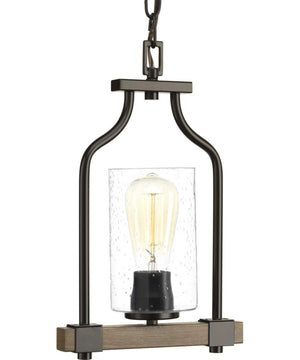 Barnes Mill 1-Light Clear Seeded Glass Farmhouse Mini-Pendant Light Antique Bronze