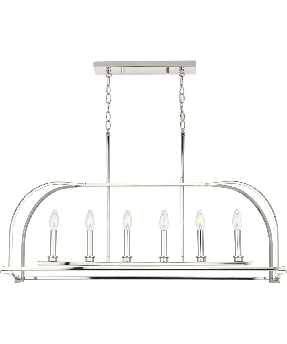 Seneca 6-Light Linear Chandelier Polished Nickel