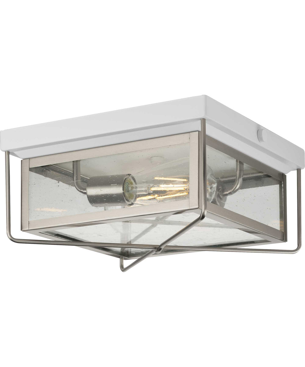 Barlowe 2-Light Clear Seeded Glass Farmhouse Style Flush Mount Ceiling Light Stainless Steel
