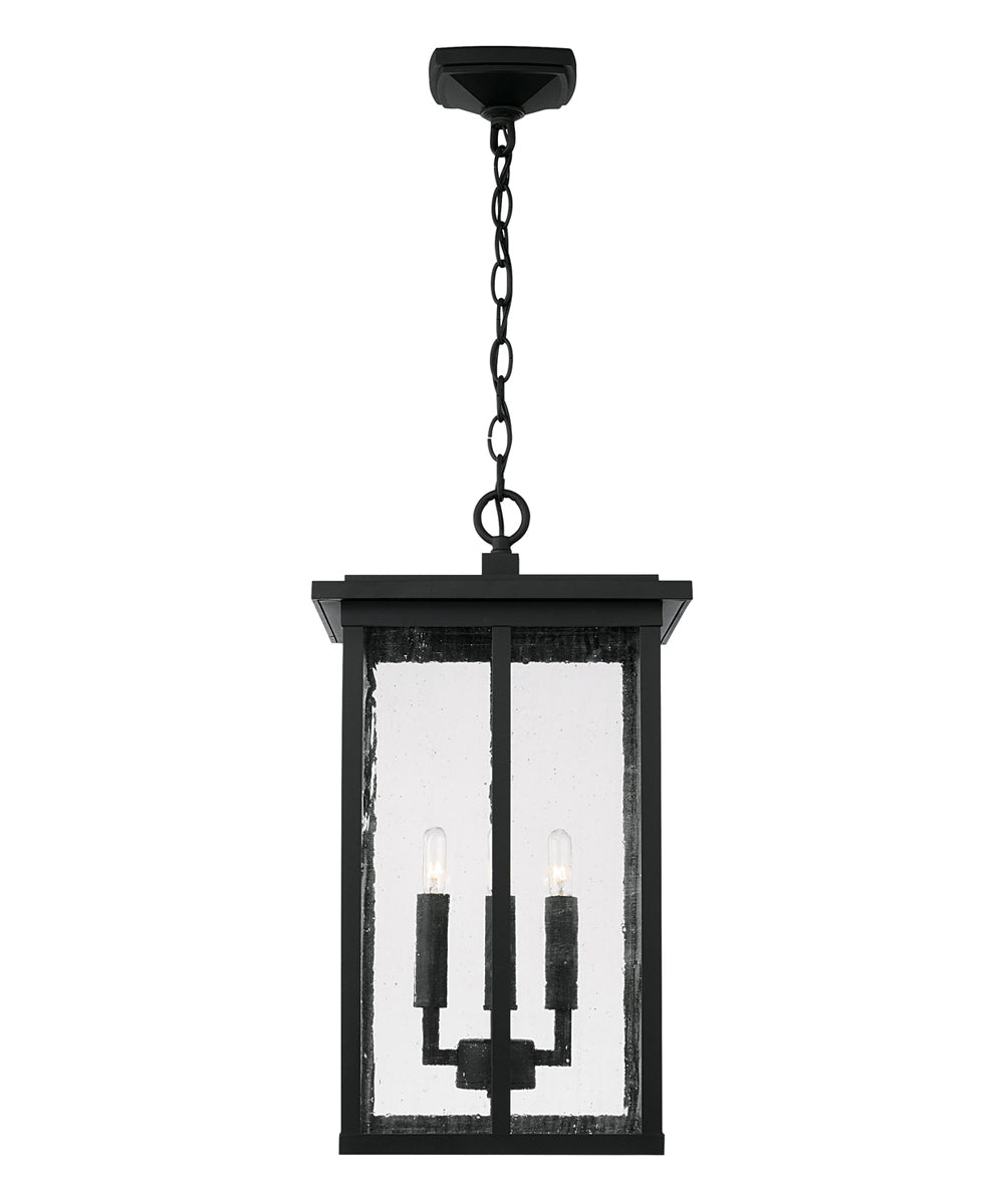 Barrett 4-Light Outdoor Hanging-Lantern Rain or Shine - Black