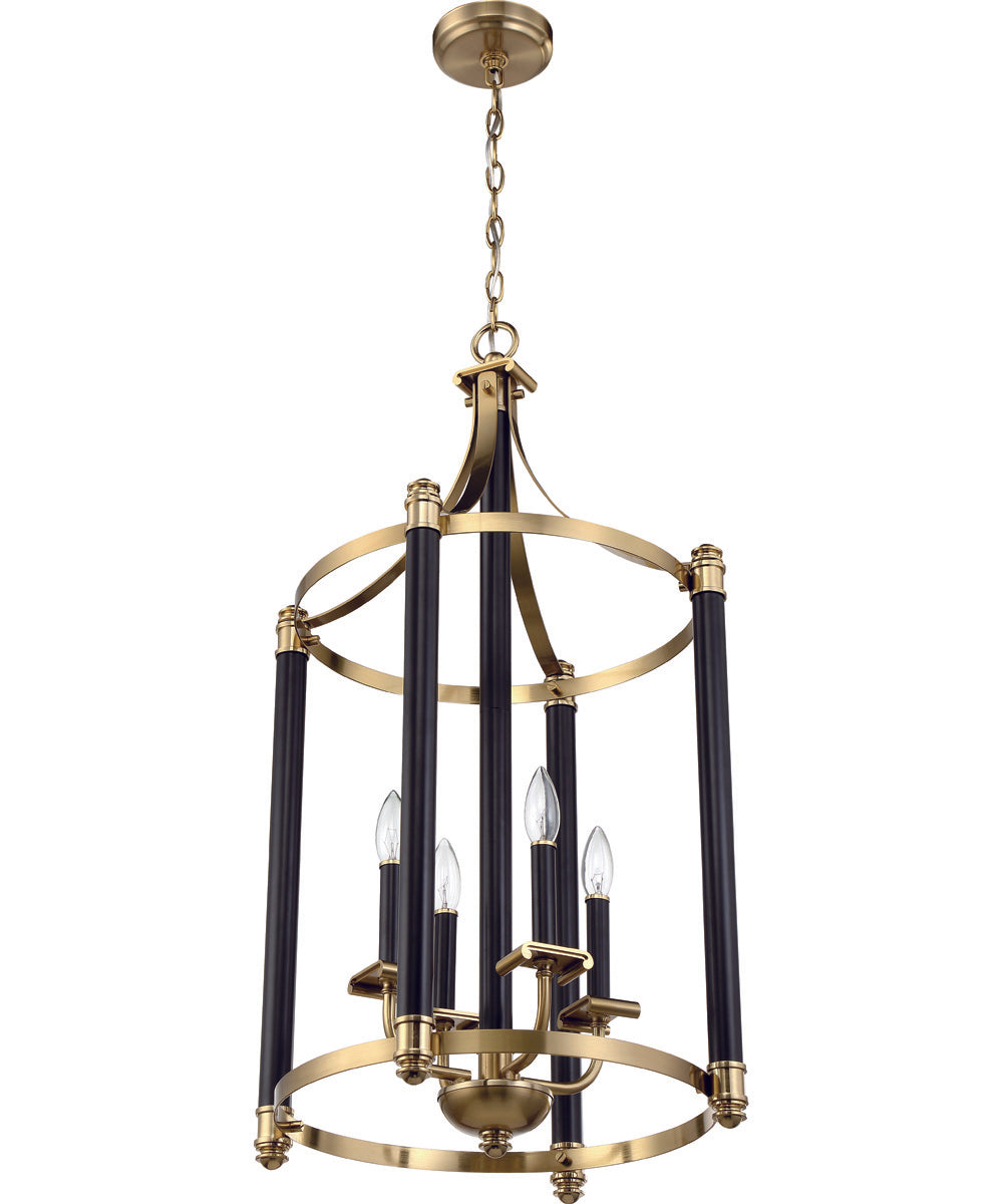 Stanza 4-Light Foyer Flat Black/Satin Brass