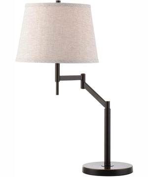 Eveleen 1-Light Table Lamp D.Brz/Light Beige Linen Shade