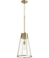 11"W 1-light Pendant Aged Brass w/ Clear