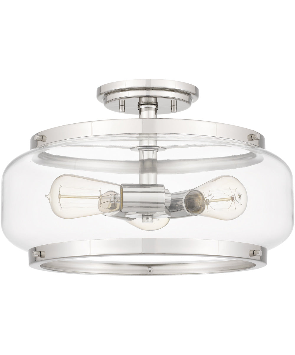 Tapley 3-light Semi Flush Mount Polished Nickel