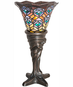 16" High Tiffany Peacock Feather Mini Lamp