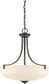 19"W Chester 3-Light Pendant Iron Black
