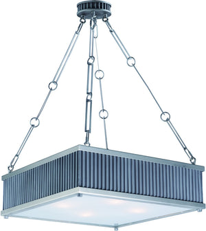19"W Ruffle 4-Light Pendant Weathered Zinc and Satin Nickel