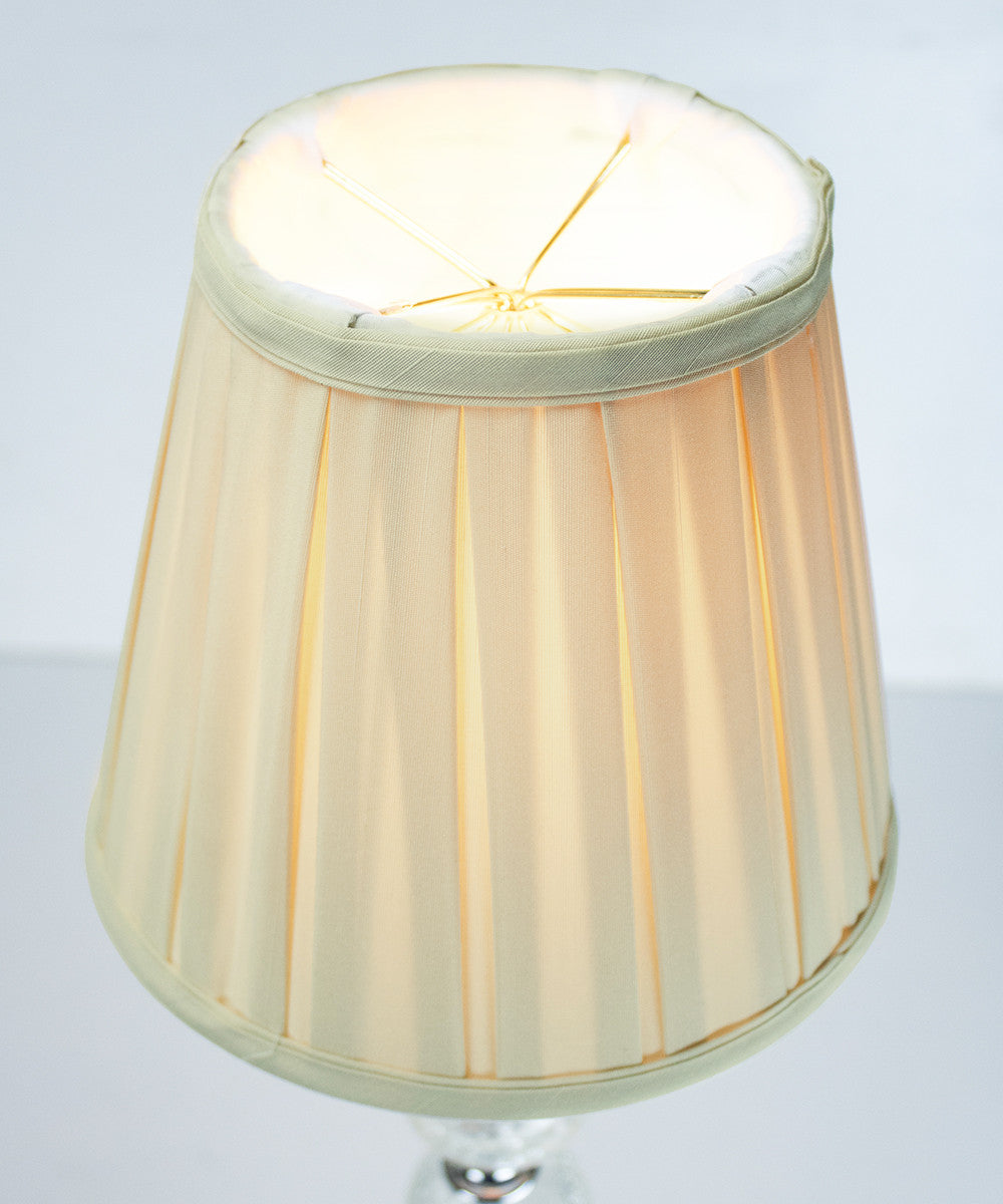 8"W x 7"H Empire Box Pleat Eggshell Lampshade with Shantung fabric and White Liner