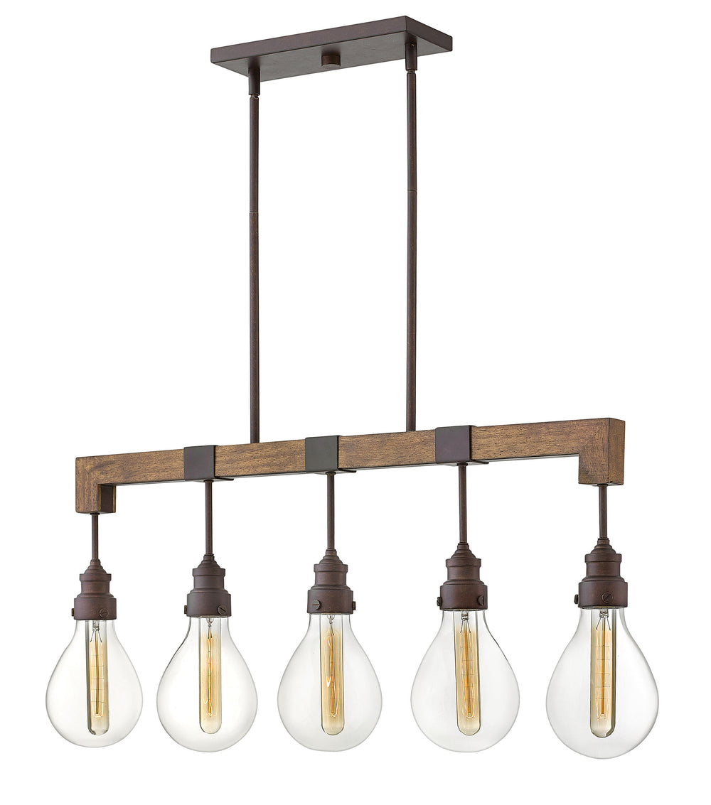 36"W Denton 5-Light Stem Hung Linear in Industrial Iron