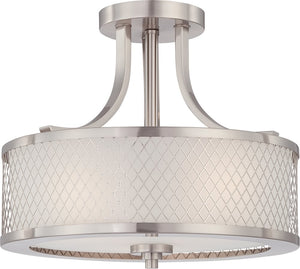 14"W Fusion 3-Light Close-to-Ceiling Brushed Nickel / Frosted