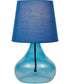 Jamie 1-Light Table Lamp Blue Glass Body/Blue Fabric Shade