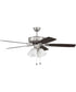52" Pro Plus 114 White 4 Light Kit 4-Light LED Ceiling Fan (Blades Included) Brushed Polished Nickel