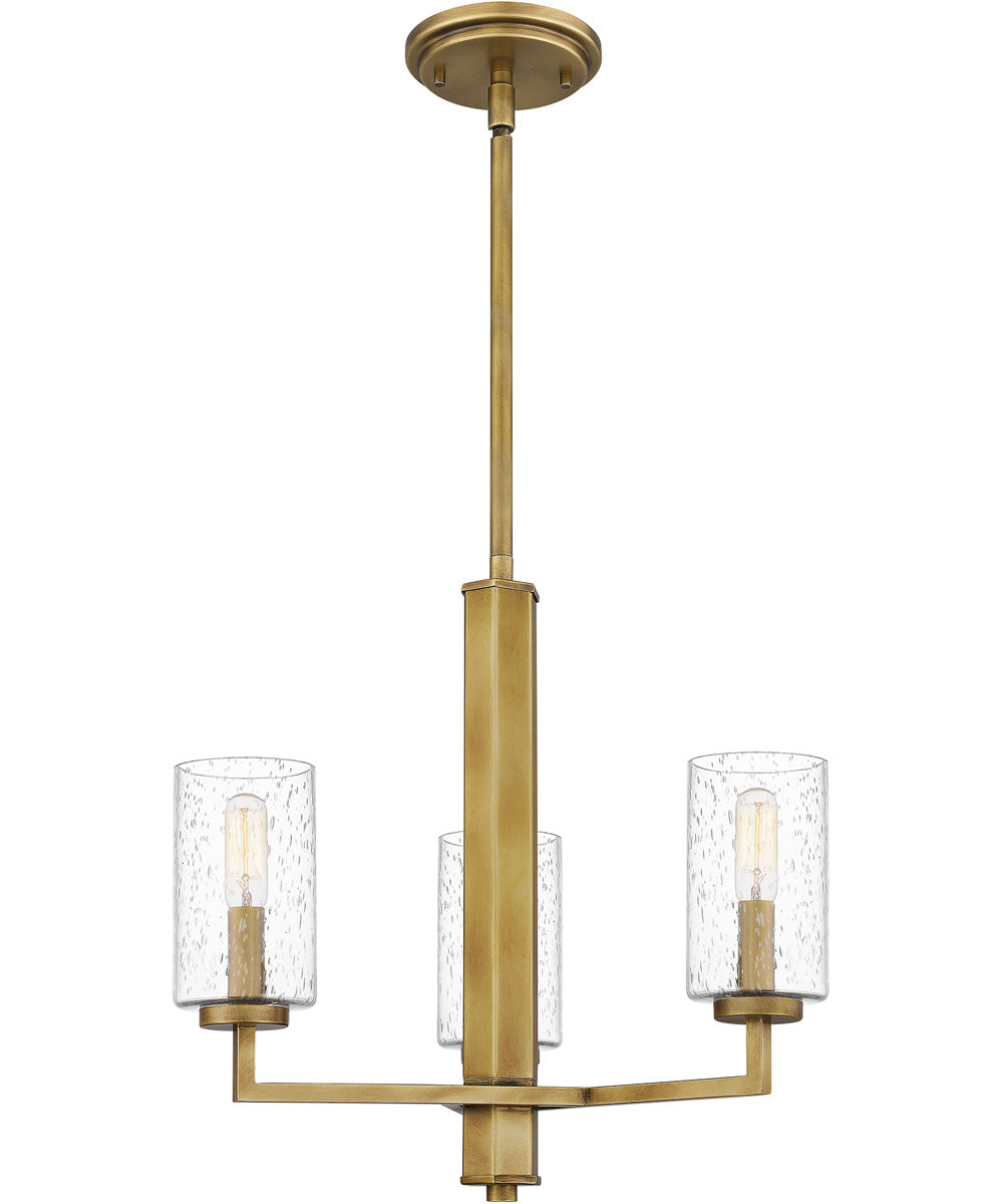Sunburst 3-light Chandelier Weathered Brass