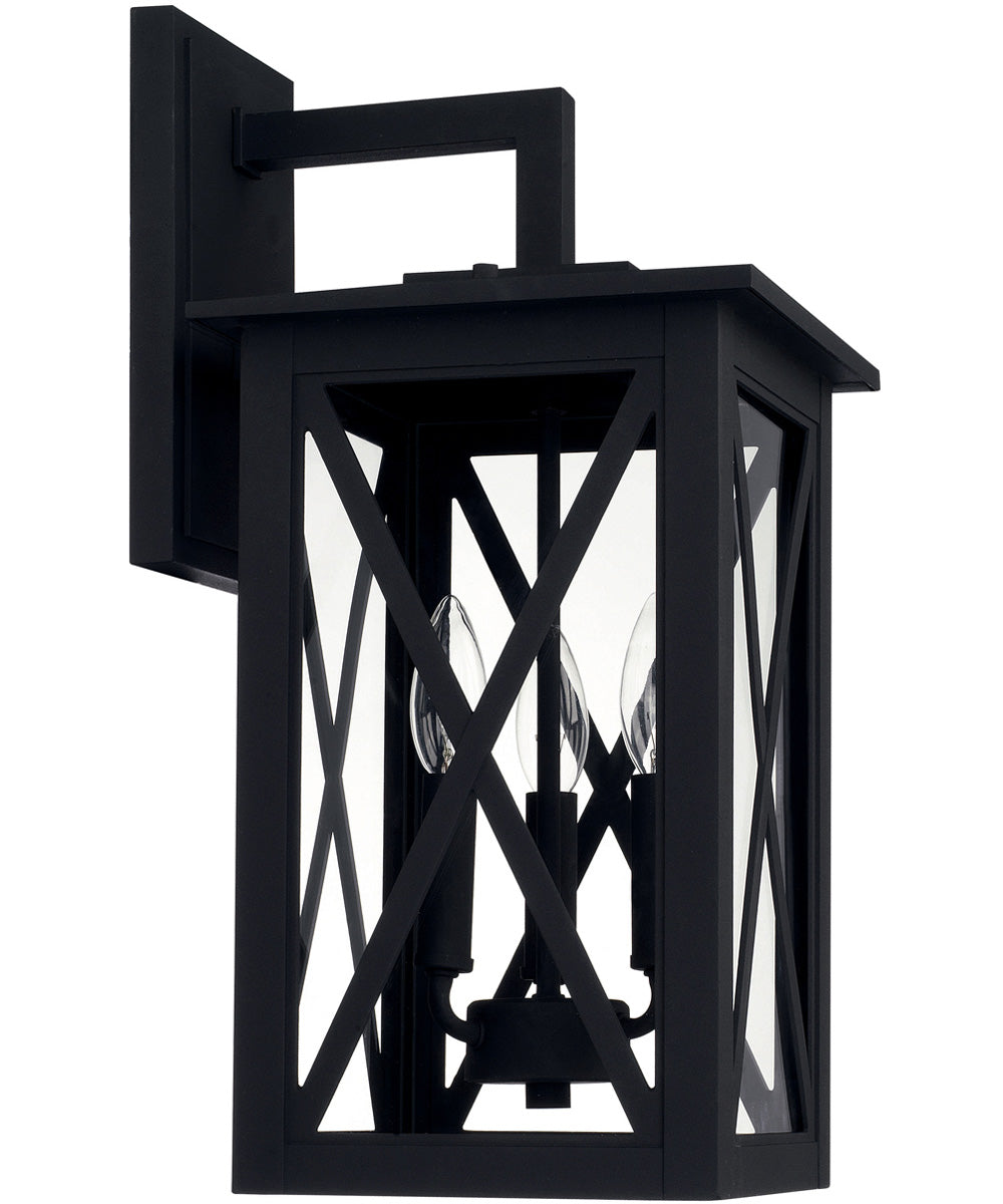 Avondale 3-Light Outdoor Wall Mount Rain or Shine - Black with Clear Glass