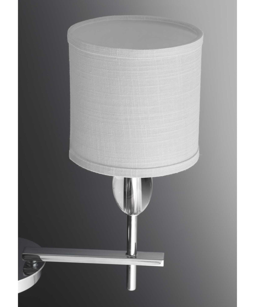 Status 9-Light Off-White Textured Linen Shade Coastal Chandelier Light Polished Chrome