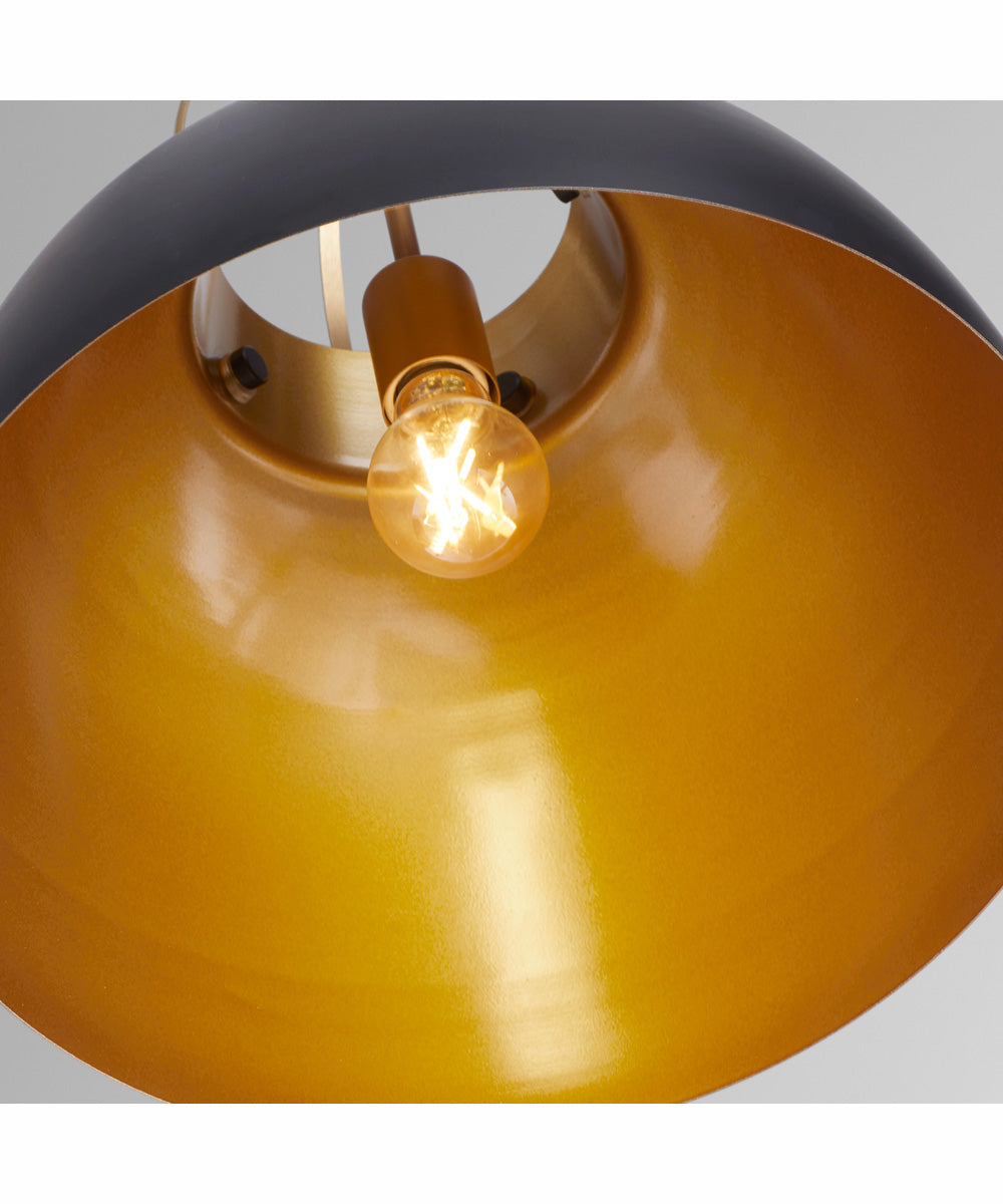 1-light Pendant Matte Black w/ Aged Brass