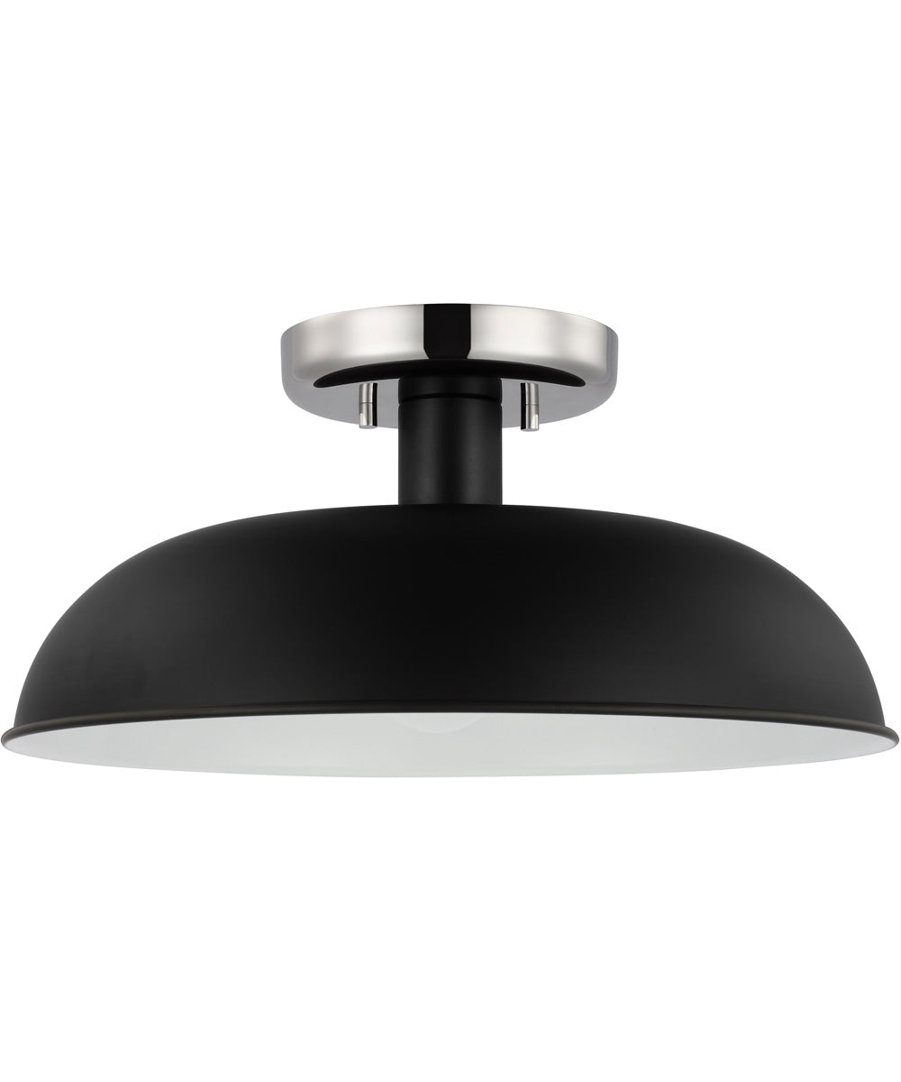 Colony 1-Light Close-to-Ceiling Matte Black / Polished Nickel