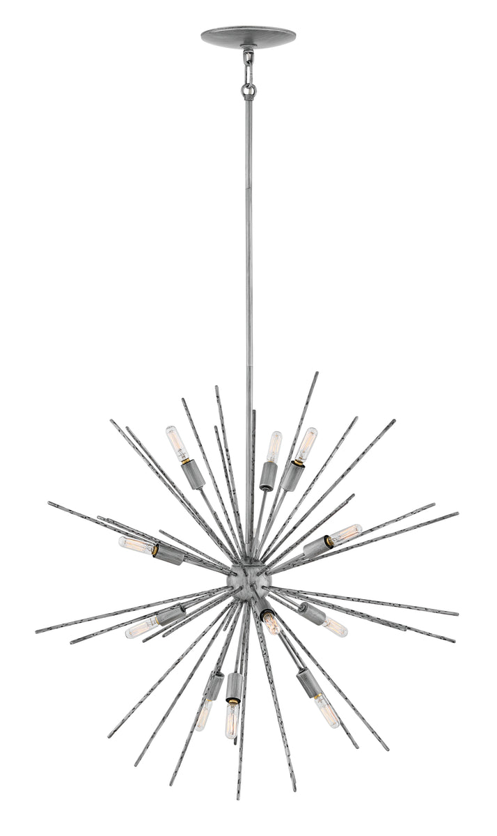 30"W Tryst 12-Light Stem Hung Pendant in Burnished Nickel