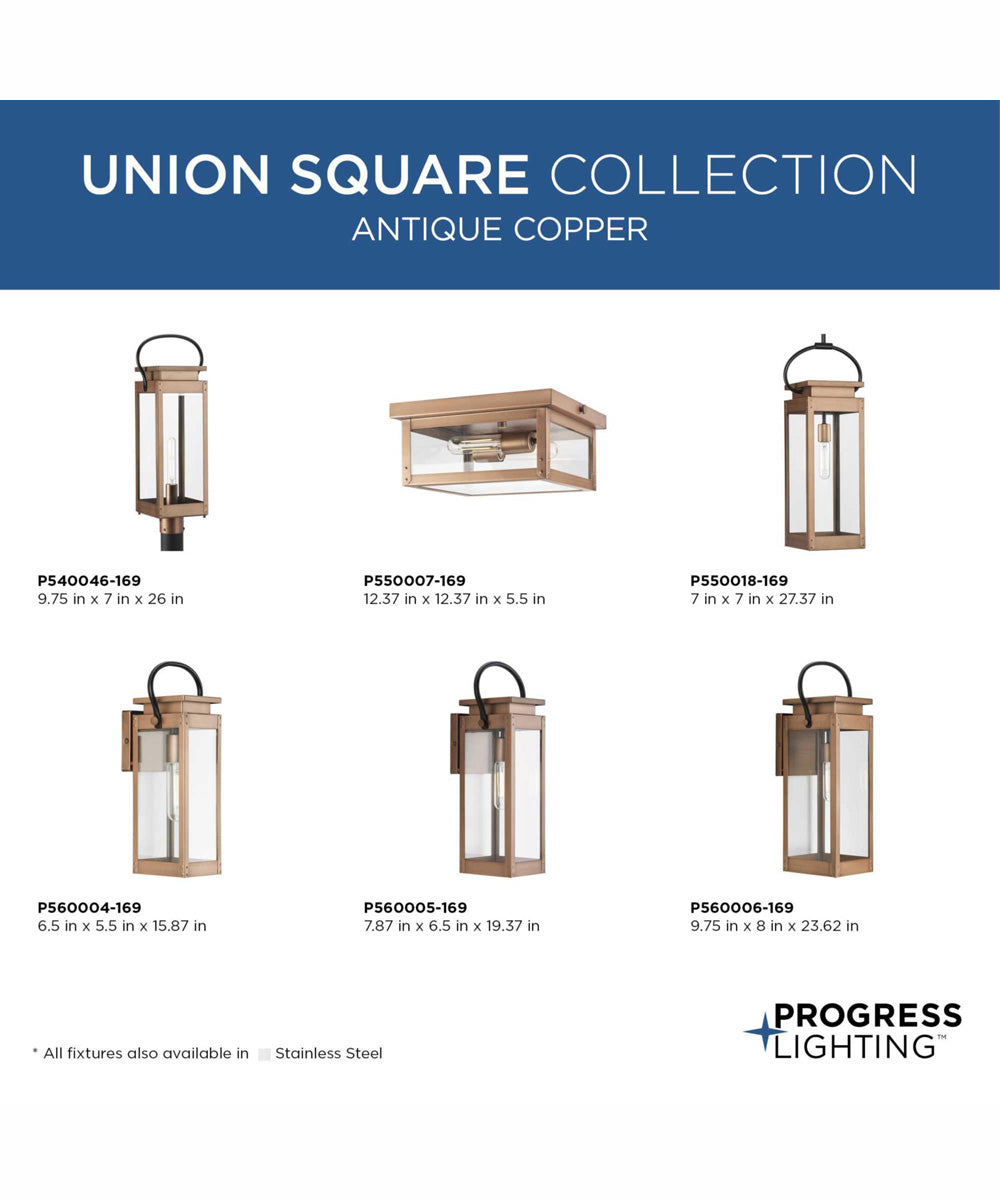 Union Square 2-Light Urban Industrial Outdoor Ceiling Light Antique Copper