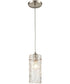 Roubaix 1-Light Mini Pendant Satin Nickel/Heavily Textured Amber Glass