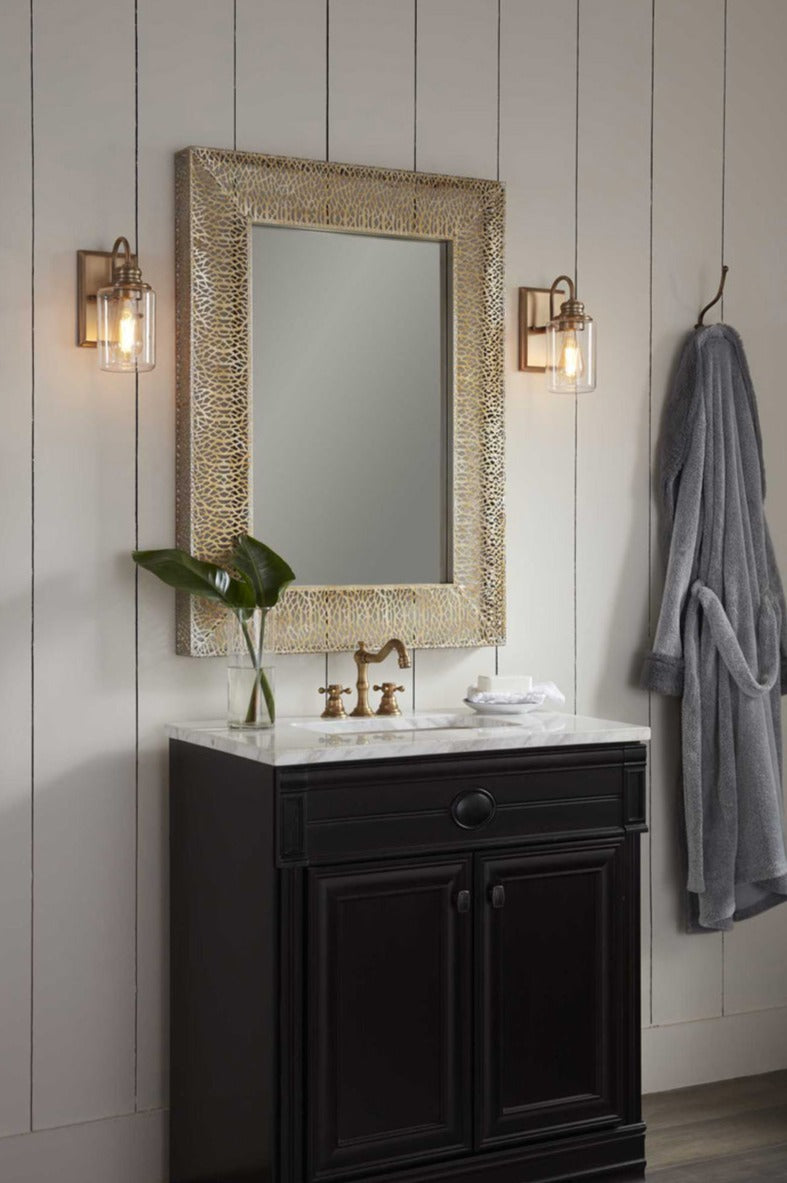 3-Light Black Bathroom Vanity Light With Clear Glass Shades - UL Listed