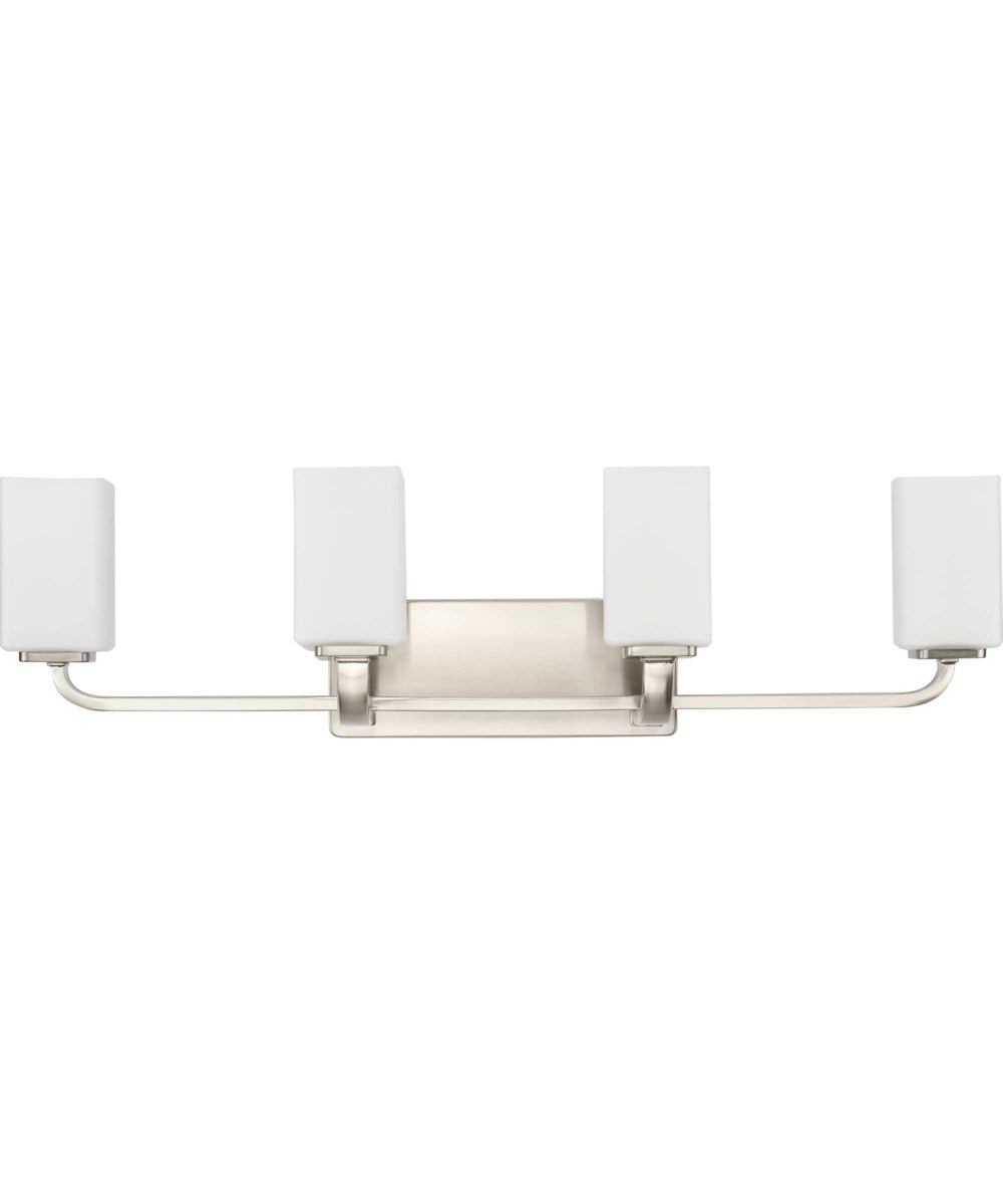 Cowan 4-Light Modern Etched Opal Glass Bath Vanity Light Brushed Nickel