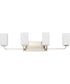 Cowan 4-Light Modern Etched Opal Glass Bath Vanity Light Brushed Nickel