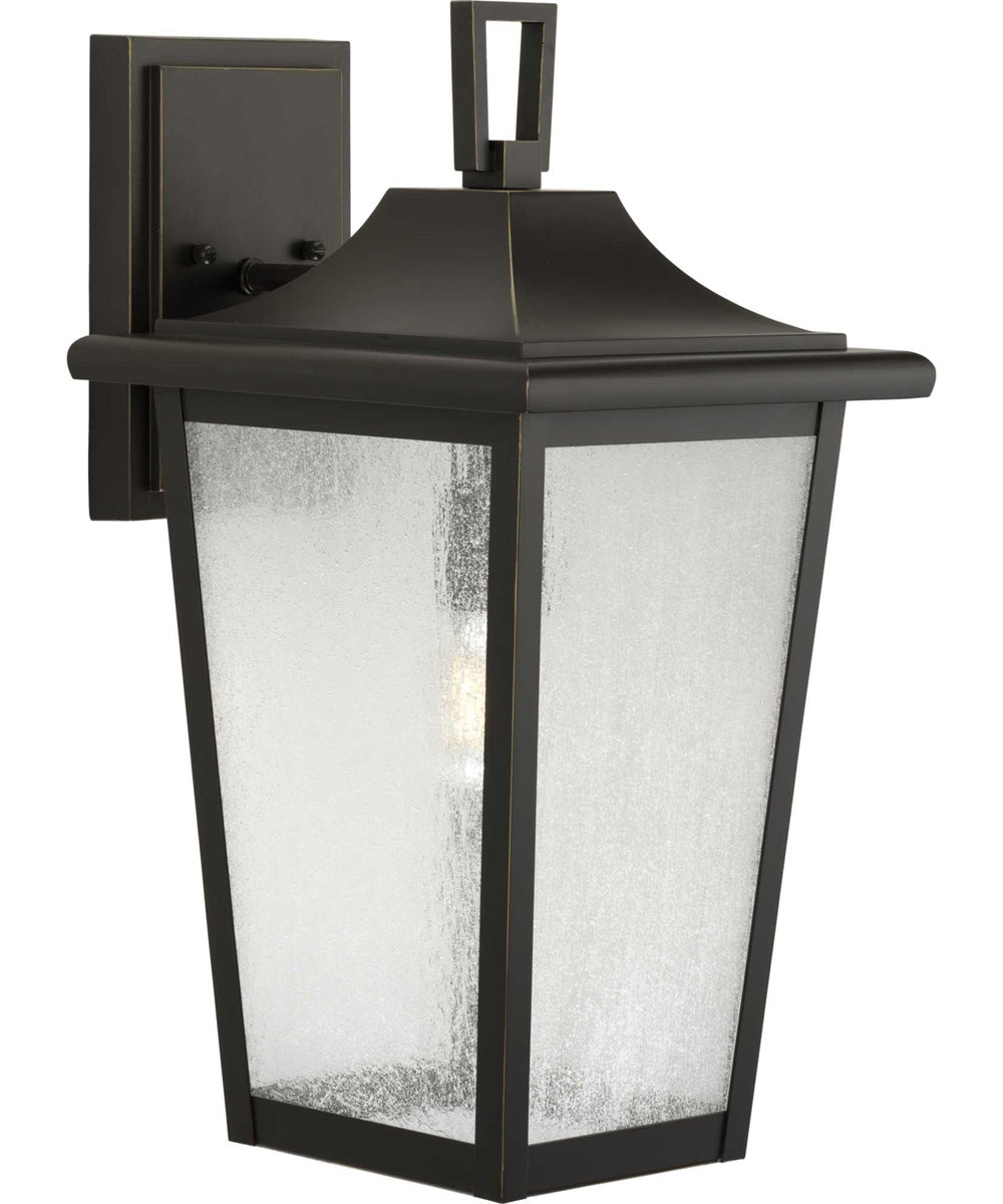 Padgett 1-Light Transitional Clear Seeded Glass Outdoor Wall Lantern Antique Bronze